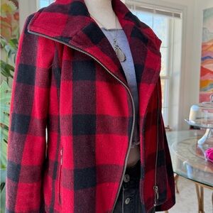 a.n.a Women's Bold Red and Black Bomber Jacket